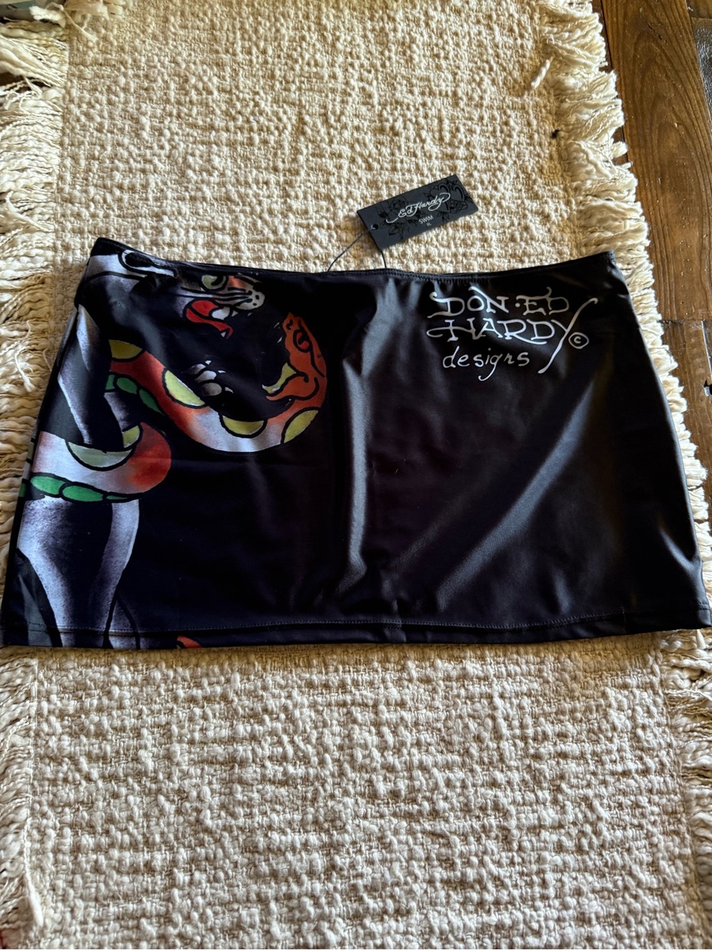 Black Ed Hardy Swim Mini Cover Up Swimsuit Skirt Xl